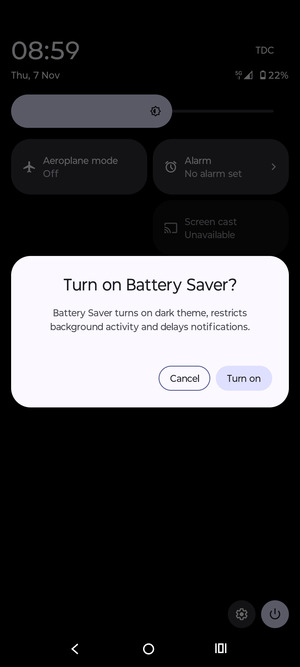 Select Turn on