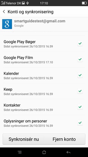 Kontroller at Kontakter er valgt