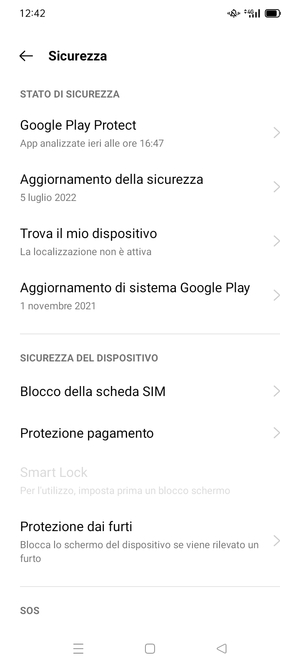 Scorri e seleziona Blocco della scheda SIM