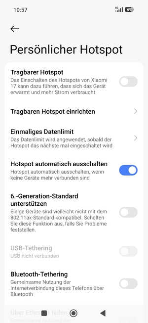 Wählen Sie Tragbaren Hotspot einrichten