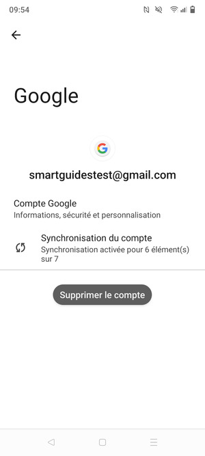 Seleccione Synchronisation du compte