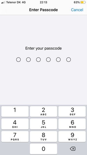 Enter your passcode for the phone lock if this is already activated on your phone