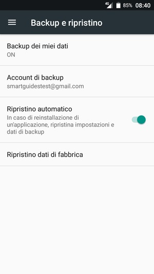 Seleziona Account di backup