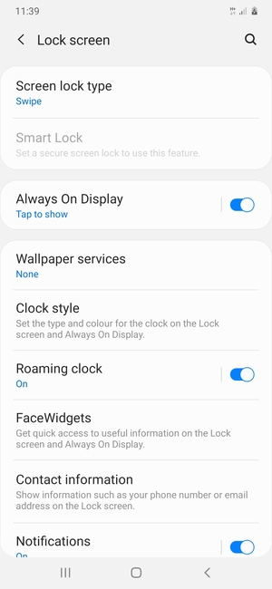 Select Screen lock type