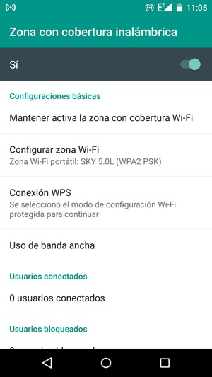 El teléfono ha sido configurado para su uso como módem