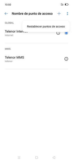 Seleccione Restablecer puntos de acceso