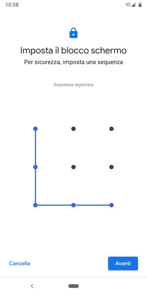 Disegna una sequenza di sblocco e seleziona Avanti