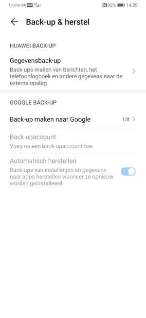 Selecteer Back-up maken naar Google