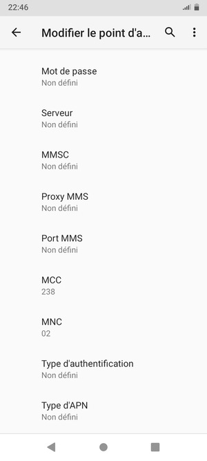 Faites défiler vers le bas et saisissez les informations MMS