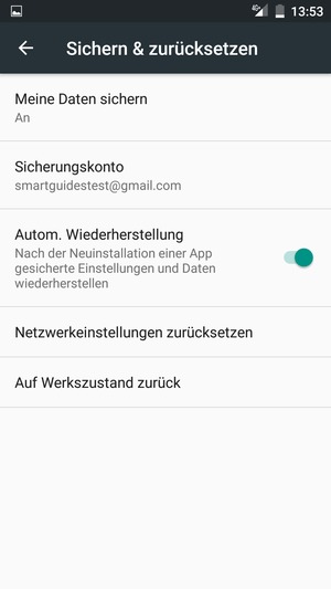 Wählen Sie Sicherungskonto