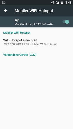 Ihr Handy ist jetzt für die Verwendung als Modem eingerichtet