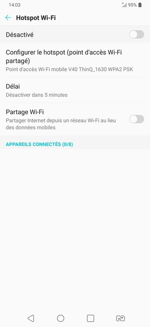 Sélectionnez Configurer le hotspot (point d'accès Wi-Fi partagé)