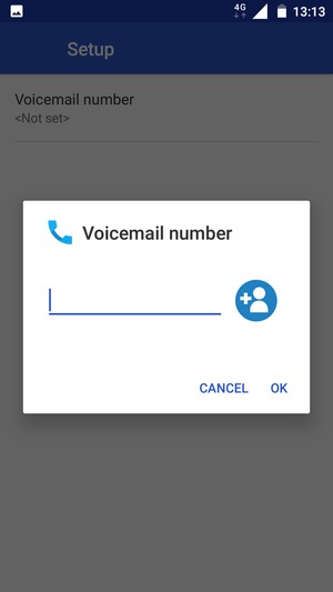 Enter the Voicemail number and select OK