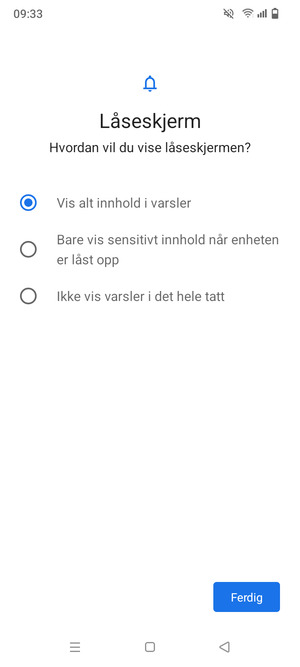 Velg ønsket alternativ og velg Ferdig