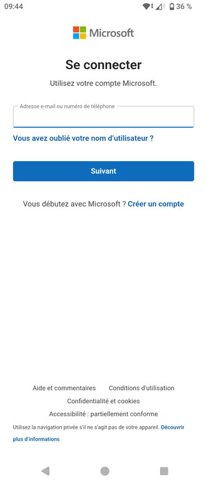 Saisissez votre adresse Hotmail et sélectionnez Suivant