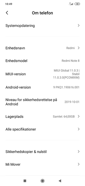 Vælg Systemopdatering