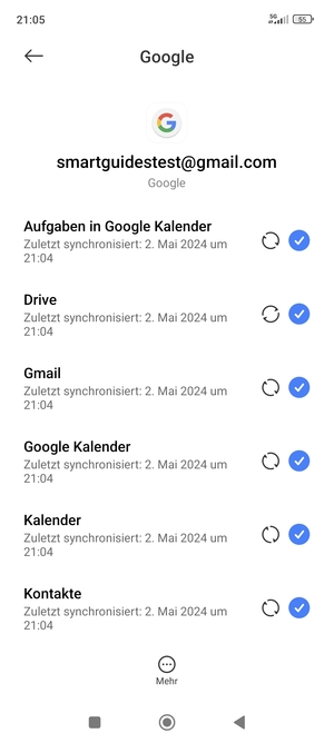 Stellen Sie sicher, dass Kontakte ausgewählt ist