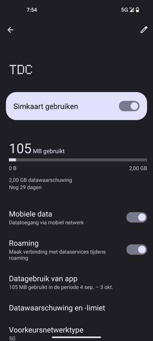 Schakel Roaming in of uit