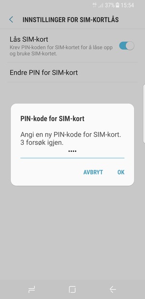 Skriv inn Ny PIN-kode for SIM-kort og velg OK