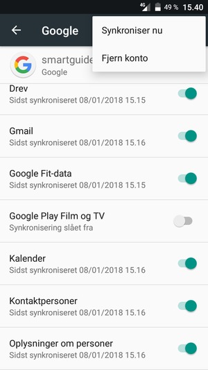Vælg Synkroniser nu