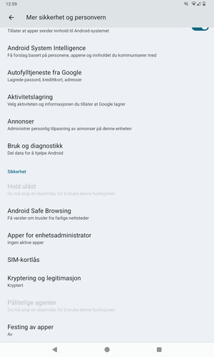 Bla til og velg SIM-kortlås