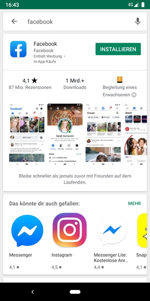 Wählen Sie die App