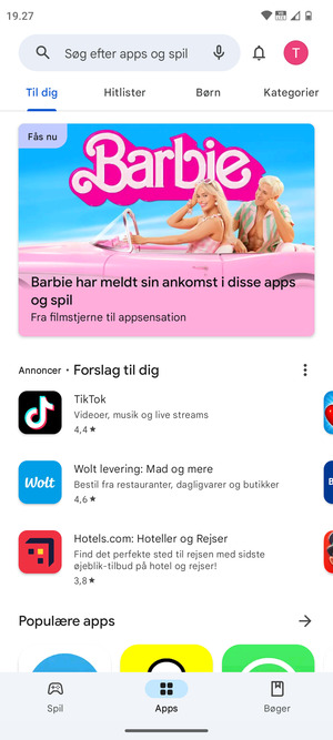 Vælg søgefeltet