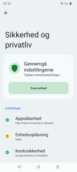 Vælg Enhedsoplåsning