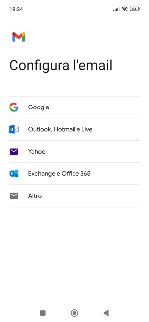 Seleziona Exchange e Office 365