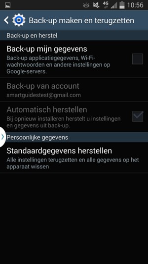 Vink het selectievakje Back-up mijn gegevens aan
