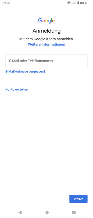 Geben Sie Ihre Gmail Adresse ein und wählen Sie Weiter