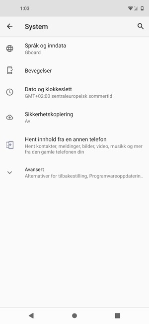 Velg Sikkerhetskopiering