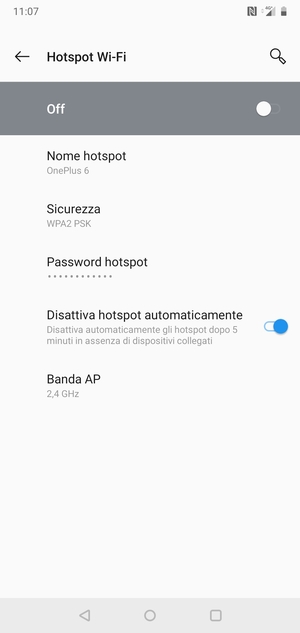 Seleziona Password hotspot
