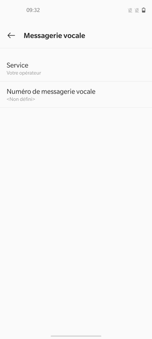 Sélectionnez Numéro de messagerie vocale