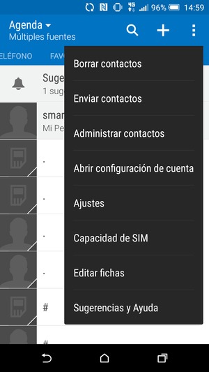 Seleccione Administrar contactos