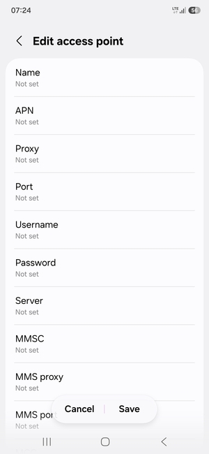 Enter Internet information