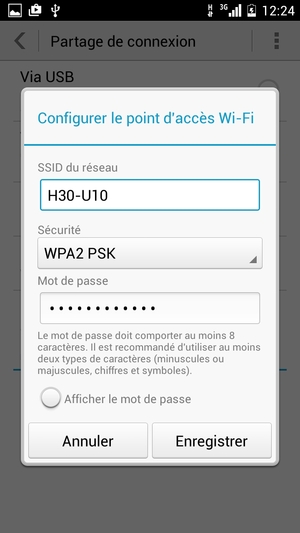 Saisissez un mot de passe d'au moins 8 caractères et sélectionnez Enregistrer
