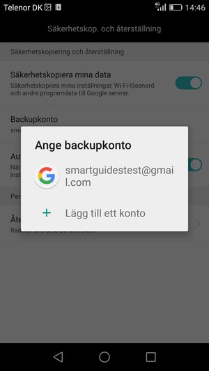 Tryck på ditt säkerhetskopieringskonto