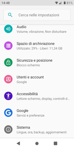 Scorri e seleziona Sistema