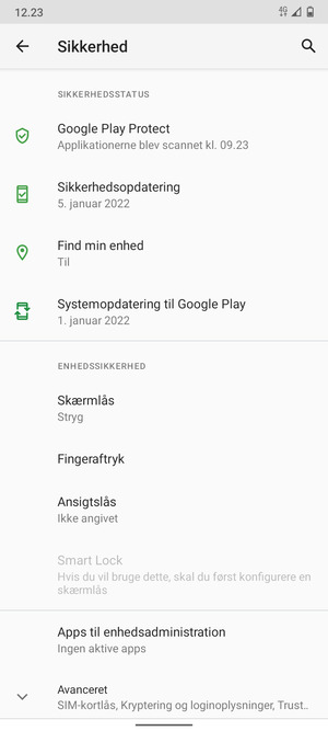 Vælg Skærmlås