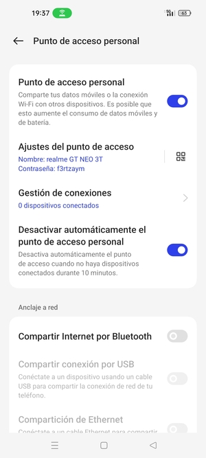 El teléfono ha sido configurado para su uso como módem