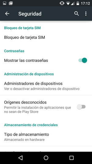 Seleccione Bloqueo de tarjeta SIM