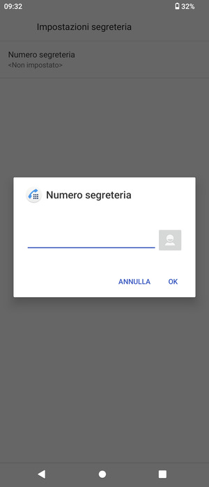 Inserisci Numero segreteria e seleziona OK