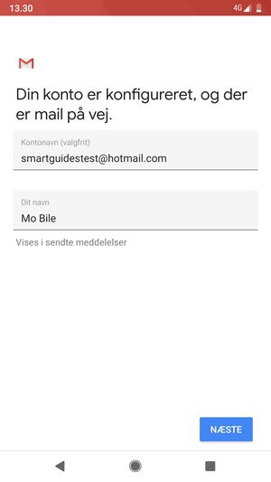 Giv din konto et navn og indtast dit navn. Vælg NÆSTE
