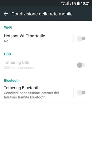 Seleziona Hotspot Wi-Fi portatile
