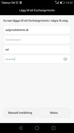 Ange din e-postadress, användarnamn och lösenord. Välj Nästa