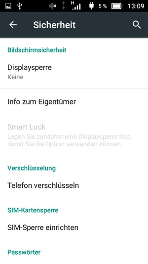 Wählen Sie Displaysperre
