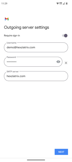 Enter  Outgoing server address and select NEXT