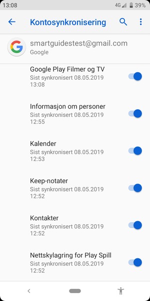 Forsikre deg om at Kontakter er valgt