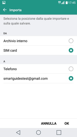 Seleziona il tuo account Google e poi OK